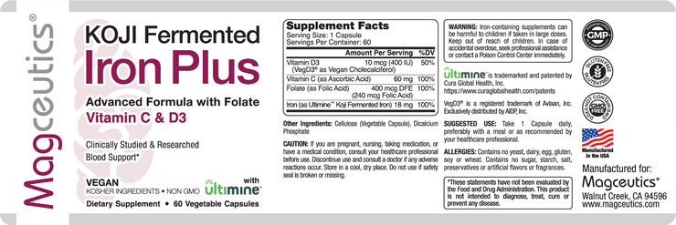 Koji Fermented Iron Plus - 60 Capsules - MAGCEUTICS