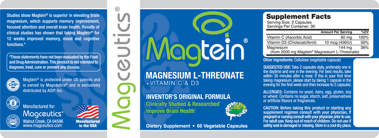 Magtein - Magnesium L-Threonate 60ct
