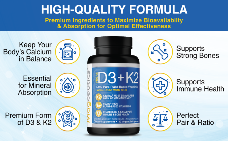 Vegan Vitamin D3 + K2 - 30 Capsules - MAGCEUTICS